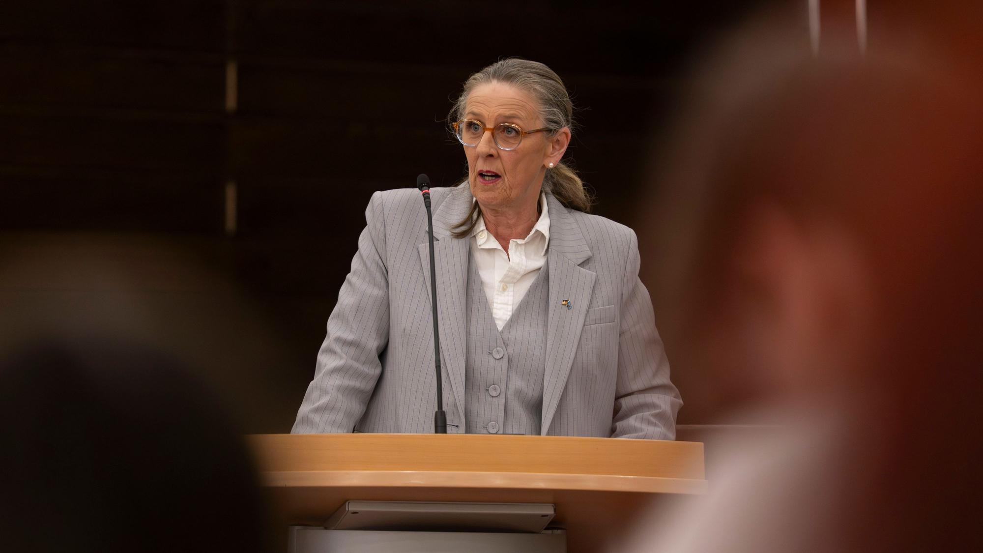 Die AfD-Fraktionsvorsitzende Ioana Sülzner bei ihrer Haushlatsrede.