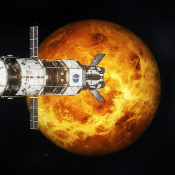 Venus mit Raumschiff.