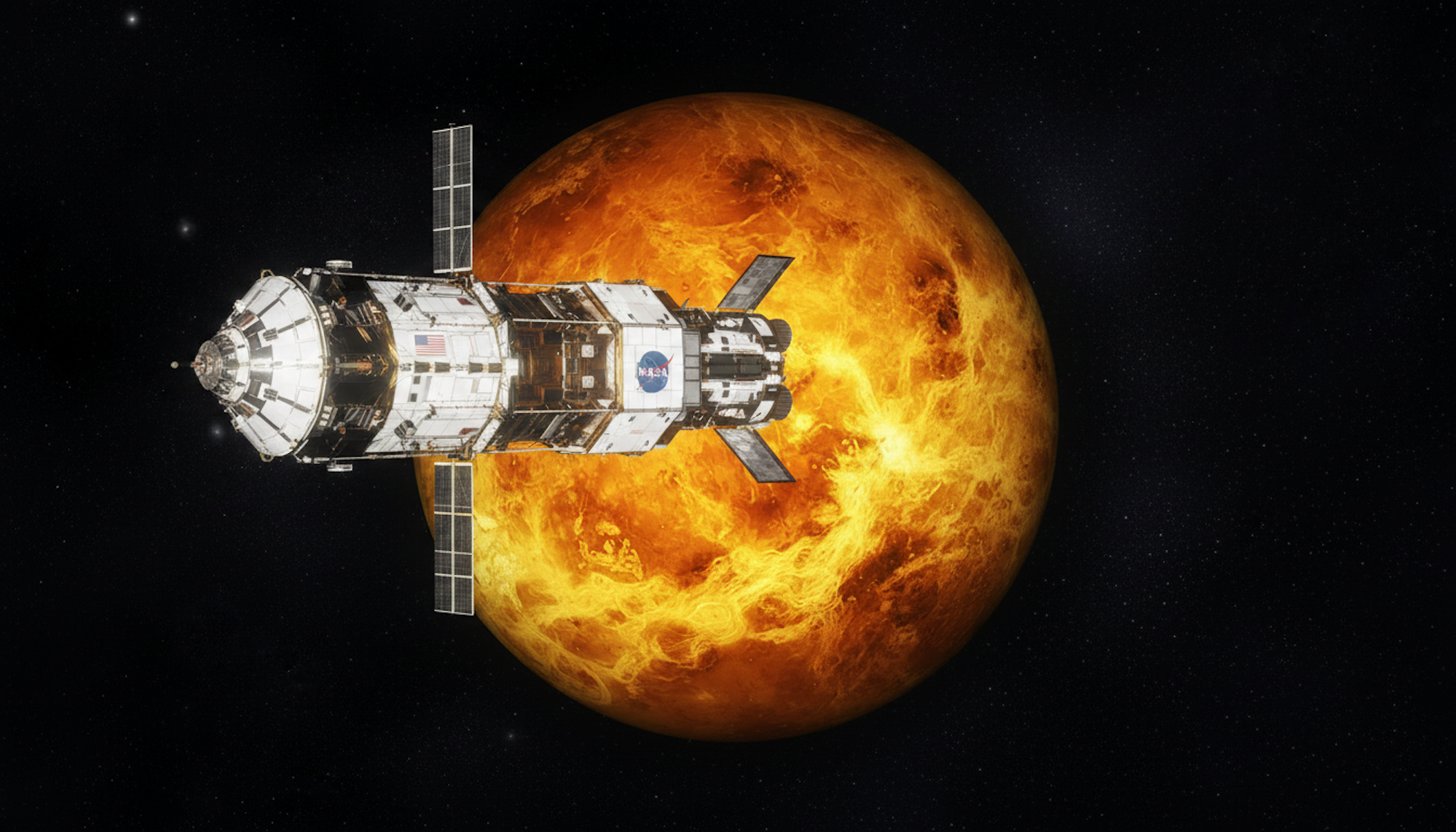 Venus mit Raumschiff.