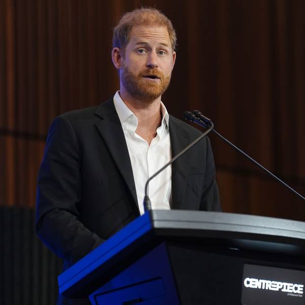Prinz Harry hält die Grundsatzrede auf dem InterEdge-Gipfel im Centrepiece in Melbourne Park.