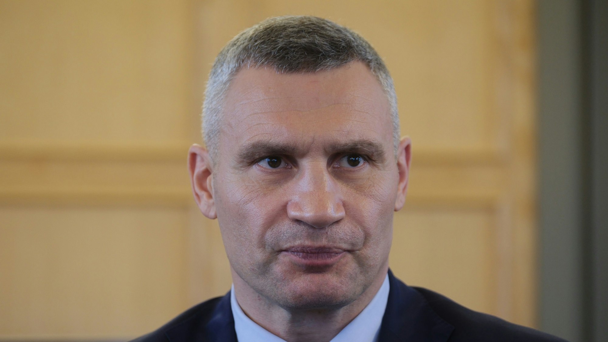 Vitali Klitschko, Bürgermeister der ukrainischen Hauptstadt Kiew, beim Interview.
