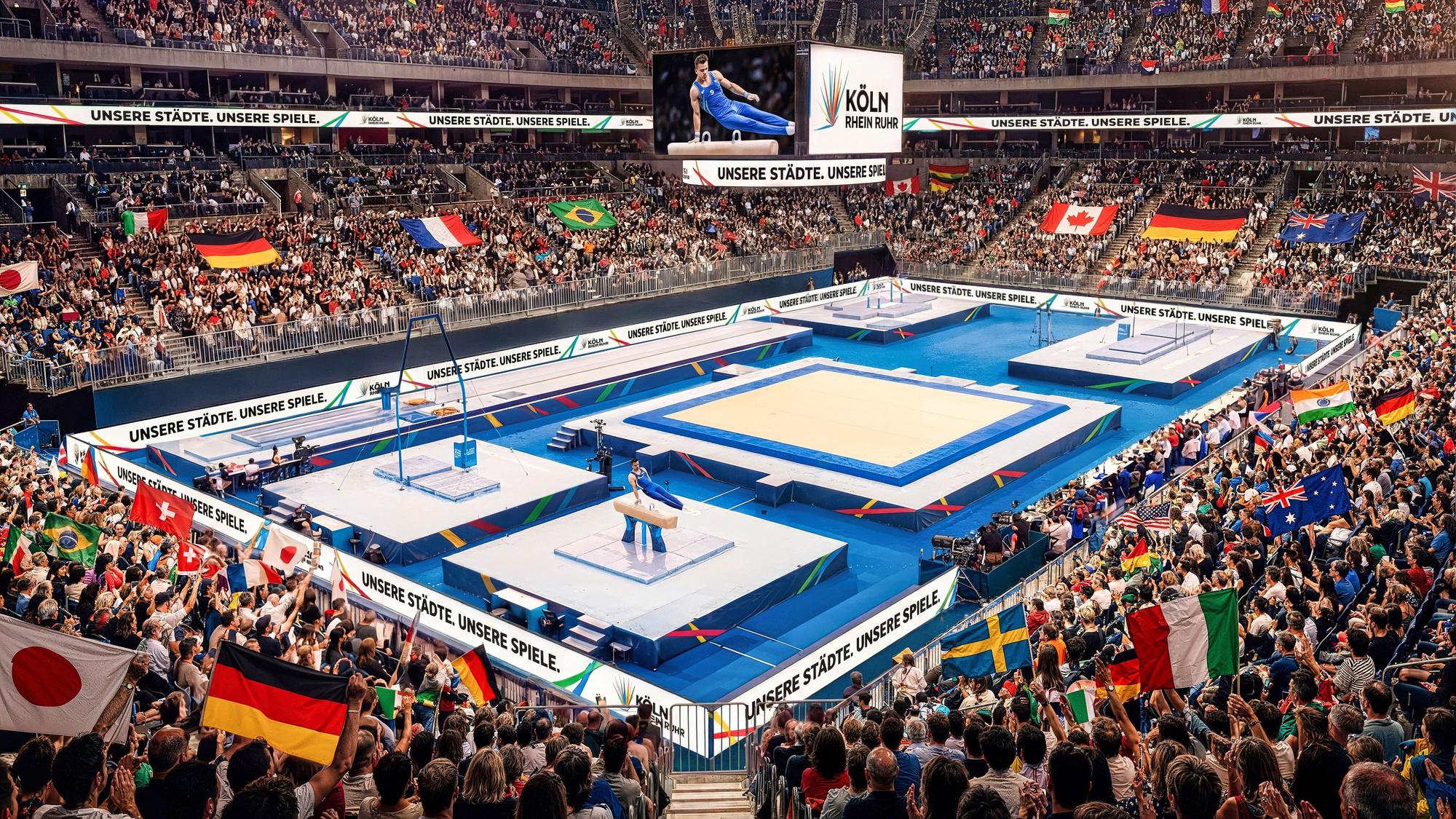 Kommen die Olympischen Spiele tatsächlich nach NRW, sollen in der Kölner Lanxess-Arena die Turnwettbewerbe stattfinden. (Visualisierung)