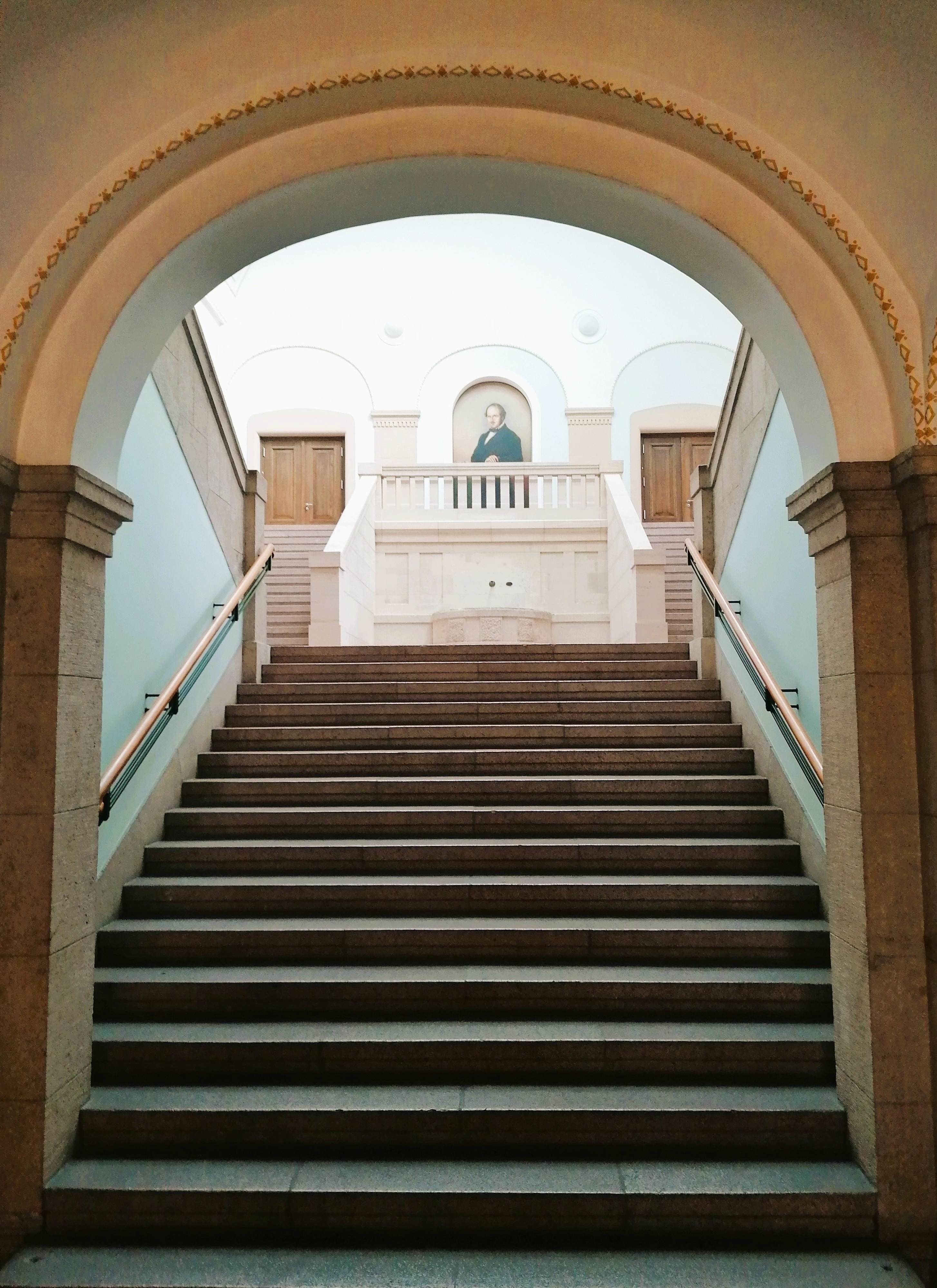 Mehrere Jahrzehnte war der Löwenbrunnen im Treppenhaus der Technischen Hochschule unter Treppenstufen versteckt, bis er wiederentdeckt und saniert wurde.