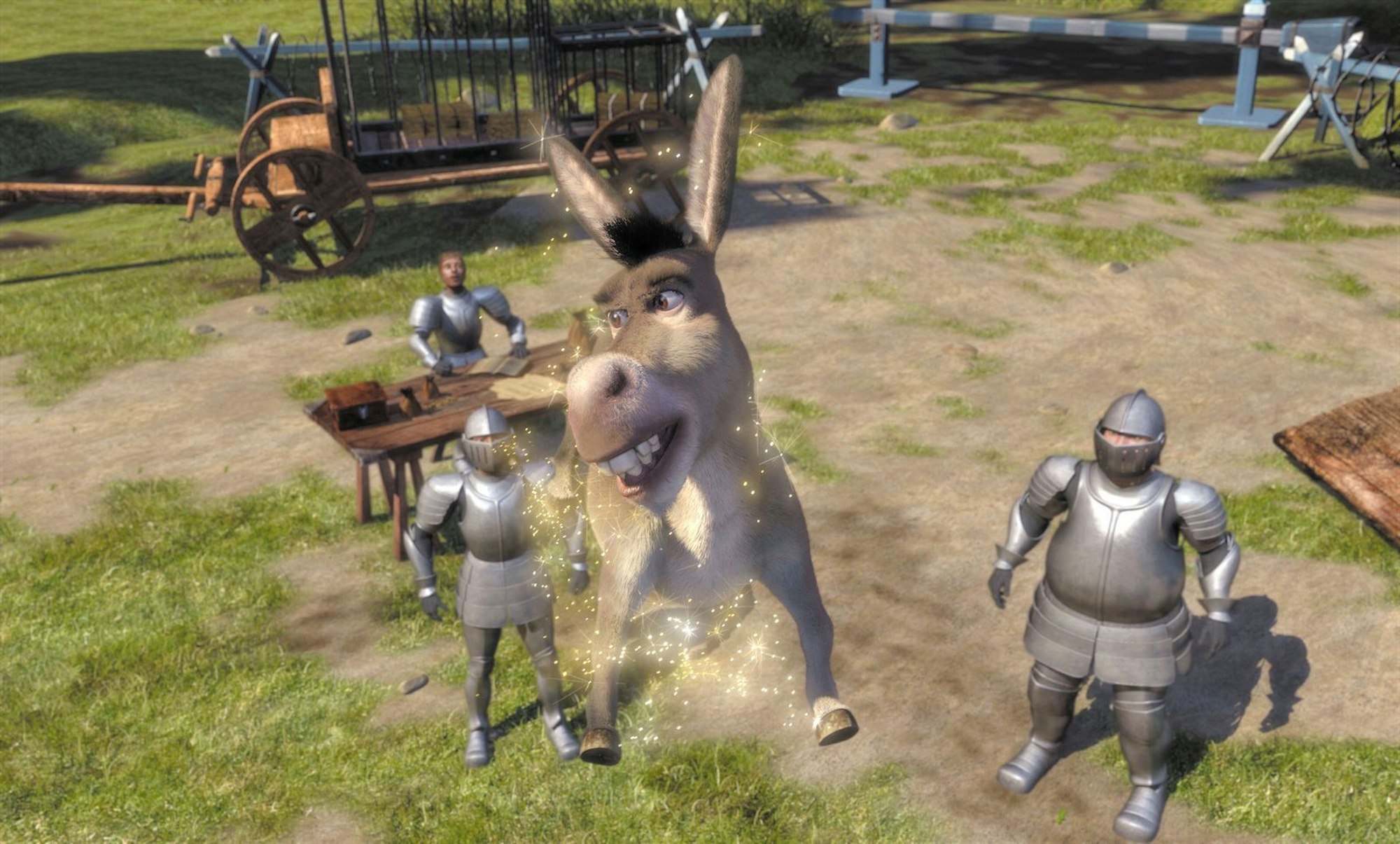 Der Esel aus „Shrek“ hat ein reales Vorbild: den kalifornischen Zwergesel „Pericles“. Der wurde nach einem Internetaufruf von den „Shrek“-Macher ausgewählt, um an ihm die Bewegungen und das Verhalten eines echten Tieres zu studieren. (Bild: TM & © 2018 DREAMWORKS ANIMATION LLC. ALL RIGHTS RESERVED. )