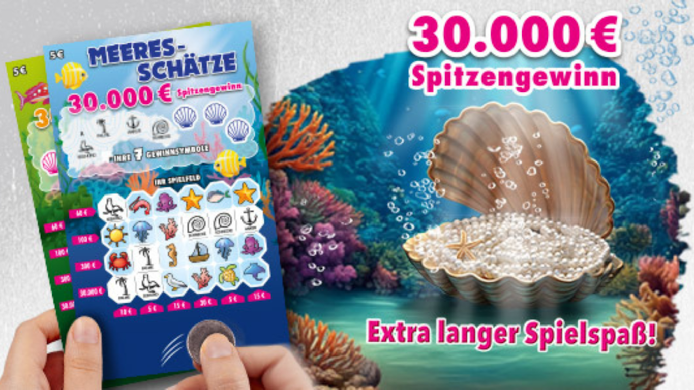 Abgebildet ist das WestLotto-Rubbellos „Meeres-Schätze“