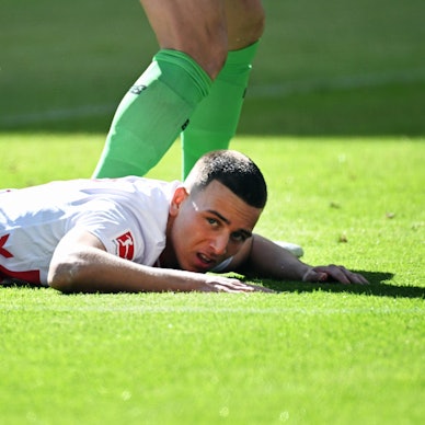 Fussball, Bundesliga, Deutschland, Herren, Saison 2025/2026, 31. Spieltag, Rhein Energie Stadion Köln, 1. FC Köln - Bayer Leverkusen Said El Mala KOE. Enttäuschung, Frust, Aktion. *** Football, Bundega, Germany, Men, Season 2025 2026, 31 Matchday, Rhein Energie Stadion Köln, 1 FC Köln Bayer Leverkusen Said El Mala KOE Disappointment, Frustration, Action