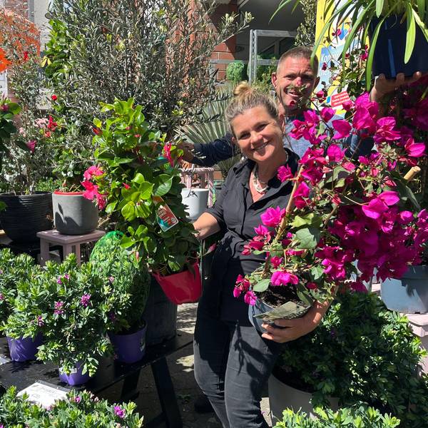 Caroline und Denis Ende haben Blumen aus Amsterdam mit nach Schlebusch gebracht.
