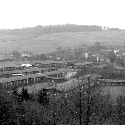 Das Schwarz-Weiß-Foto zeigt die Klinik in Marienheide um das Jahr 1950.