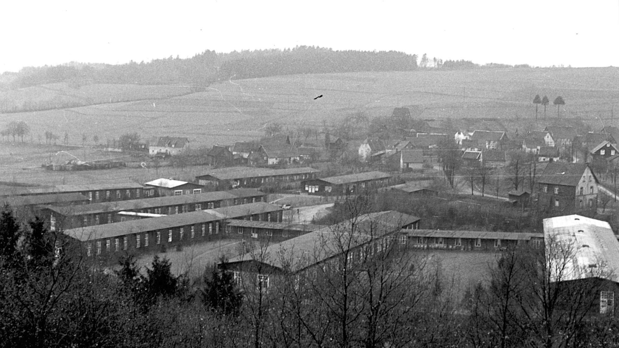 Das Schwarz-Weiß-Foto zeigt die Klinik in Marienheide um das Jahr 1950.