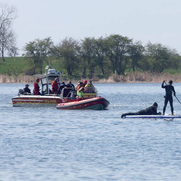 Helfer sind am gestrandeten Buckelwal „Timmy“ vor der Ostseeinsel Poel im Einsatz.