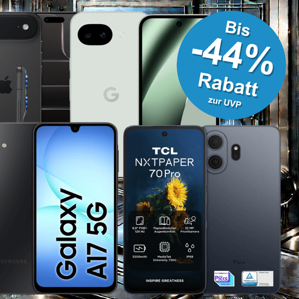 Auf der Collage sind viele Smartphones zu sehen, die sich aktuell bei Amazon im Sale befinden.