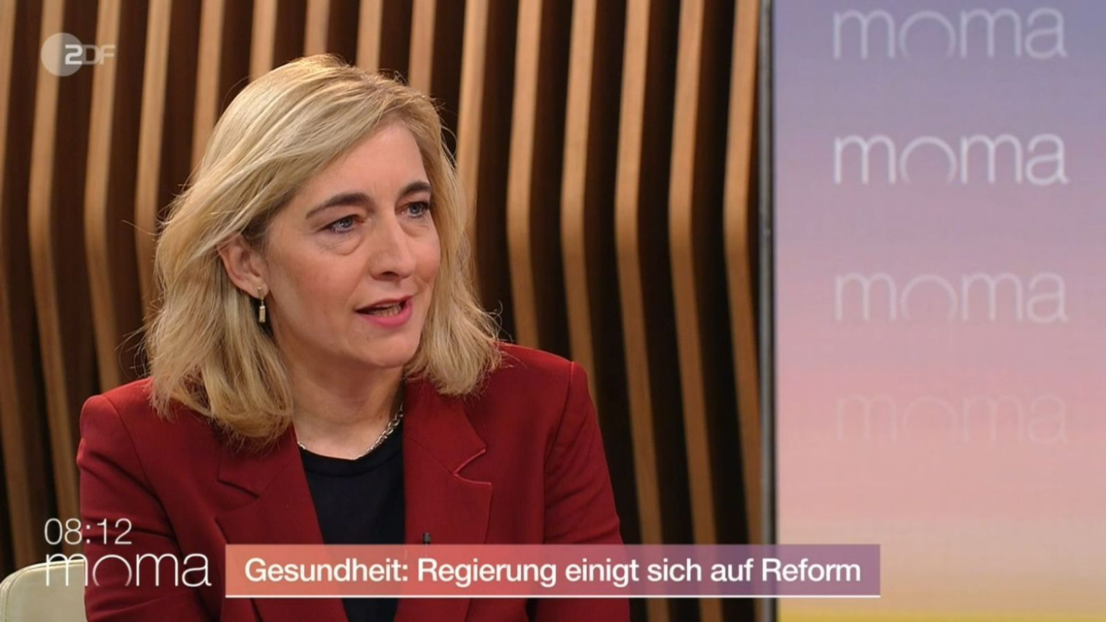 Gesundheitsministerin Nina Warken hat im ZDF-Moma die geplante Gesundheitsreform verteidigt. (Bild: ZDF)