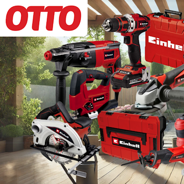 Auf dem Bild ist eine Collage diverser Einhell Werkzeugen zu sehen, die sich aktuell im Otto Onlineshop im Sale befinden.