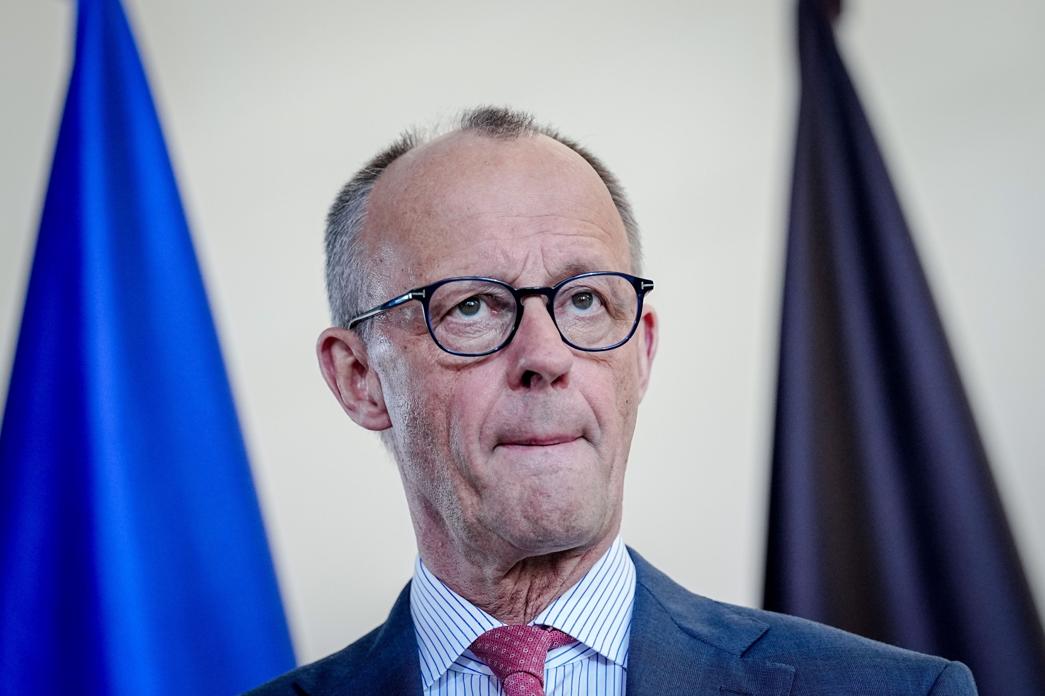 Bundeskanzler Friedrich Merz (CDU) bei einem Pressestatement.