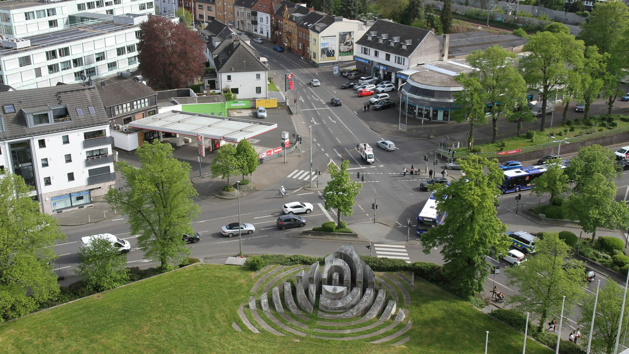 Baustellenplanung für Siegburg: Blick vom Kreishaus auf den Kaiser-Wilhelm-Platz vor dem Kreishaus