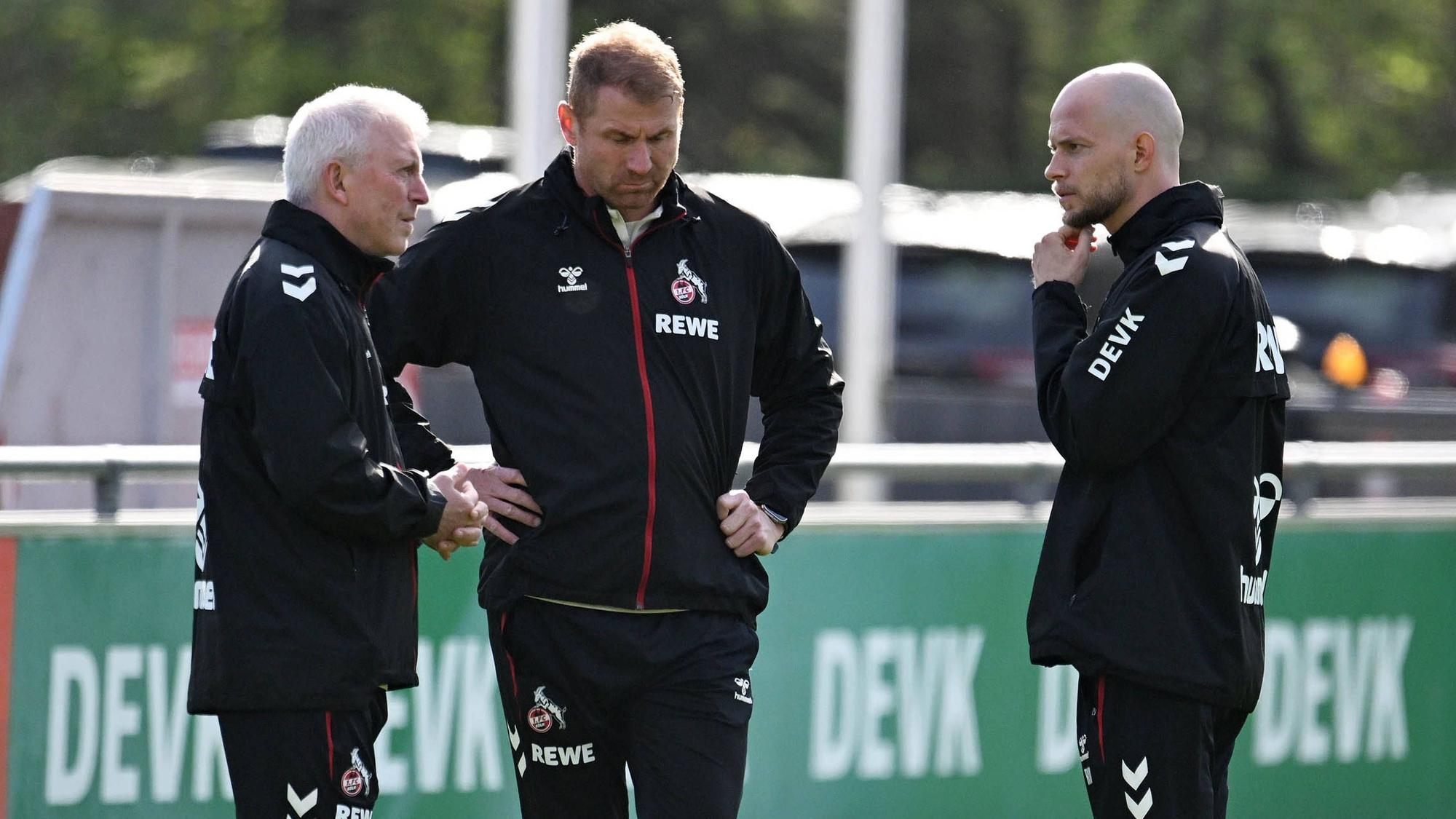 Das aktuelle Trainerteam beim 1. FC Köln: Armin Reutershahn, Lukas Sinkiewicz und René Wagner (v.l.)