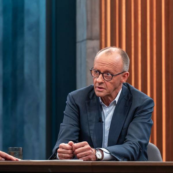 Friedrich Merz gab bei Caren Miosga Auskunft über den Zustand der Regierungskoalition. (Bild: ARD/ Thomas Ernst)