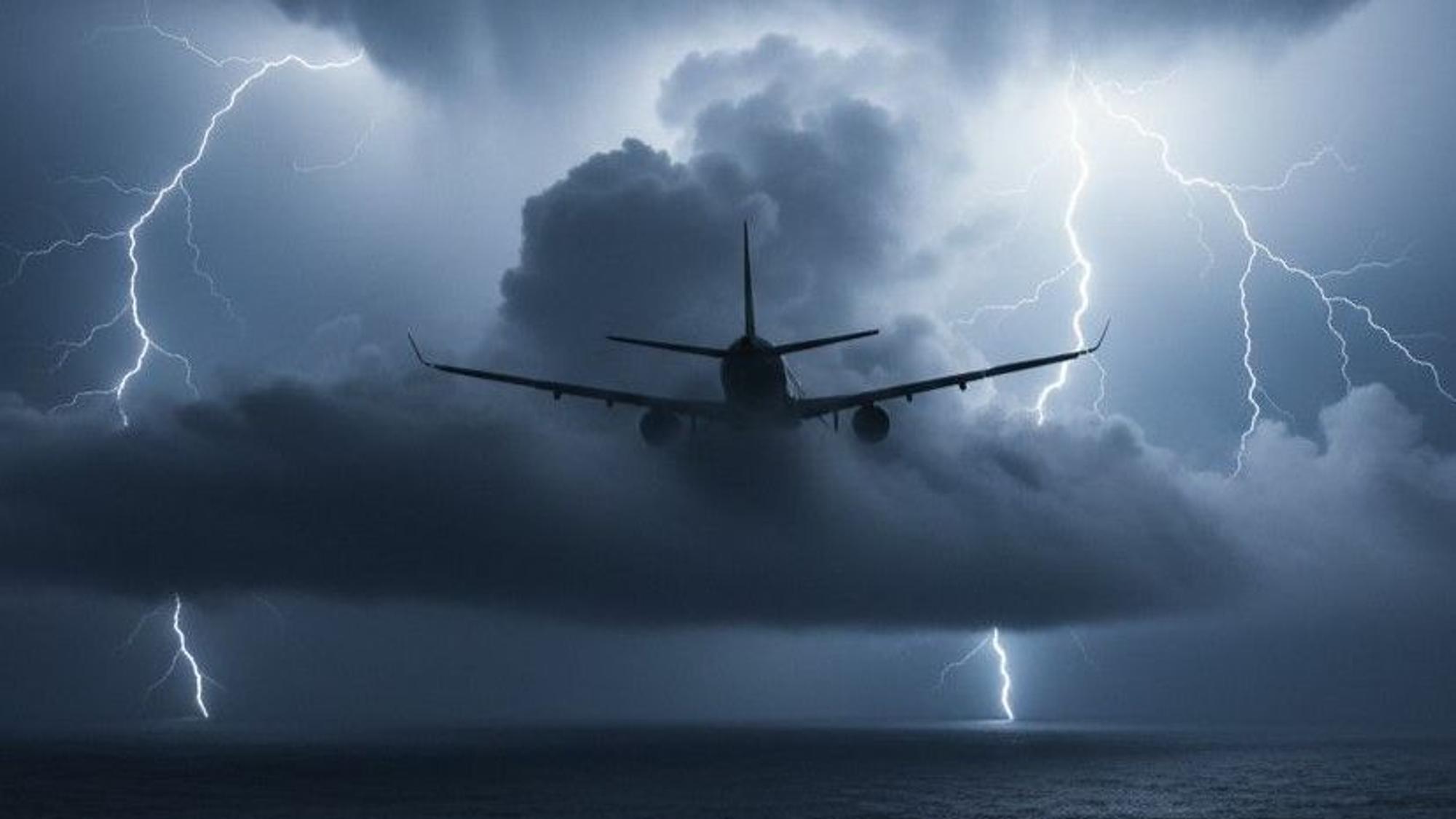 Flugzeug in einem Gewitter.