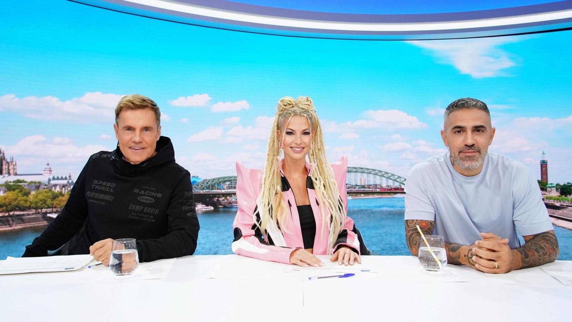 Auch 2027 sitzen Dieter Bohlen (links), Isi Glück und Bushido in der DSDS-Jury. (Bild: RTL / Stefan Gregorowius)