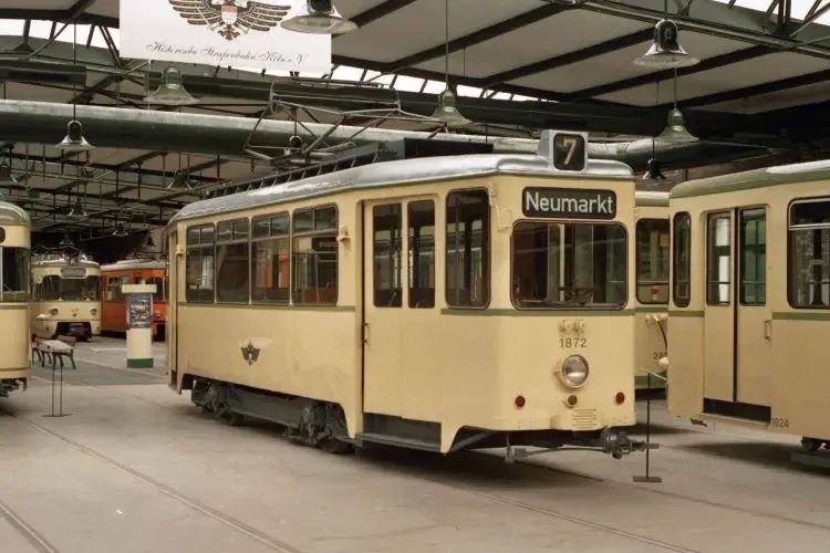 Der Aufbauwagen von 1872 im Straßenbahn-Museum Thielenbruch.