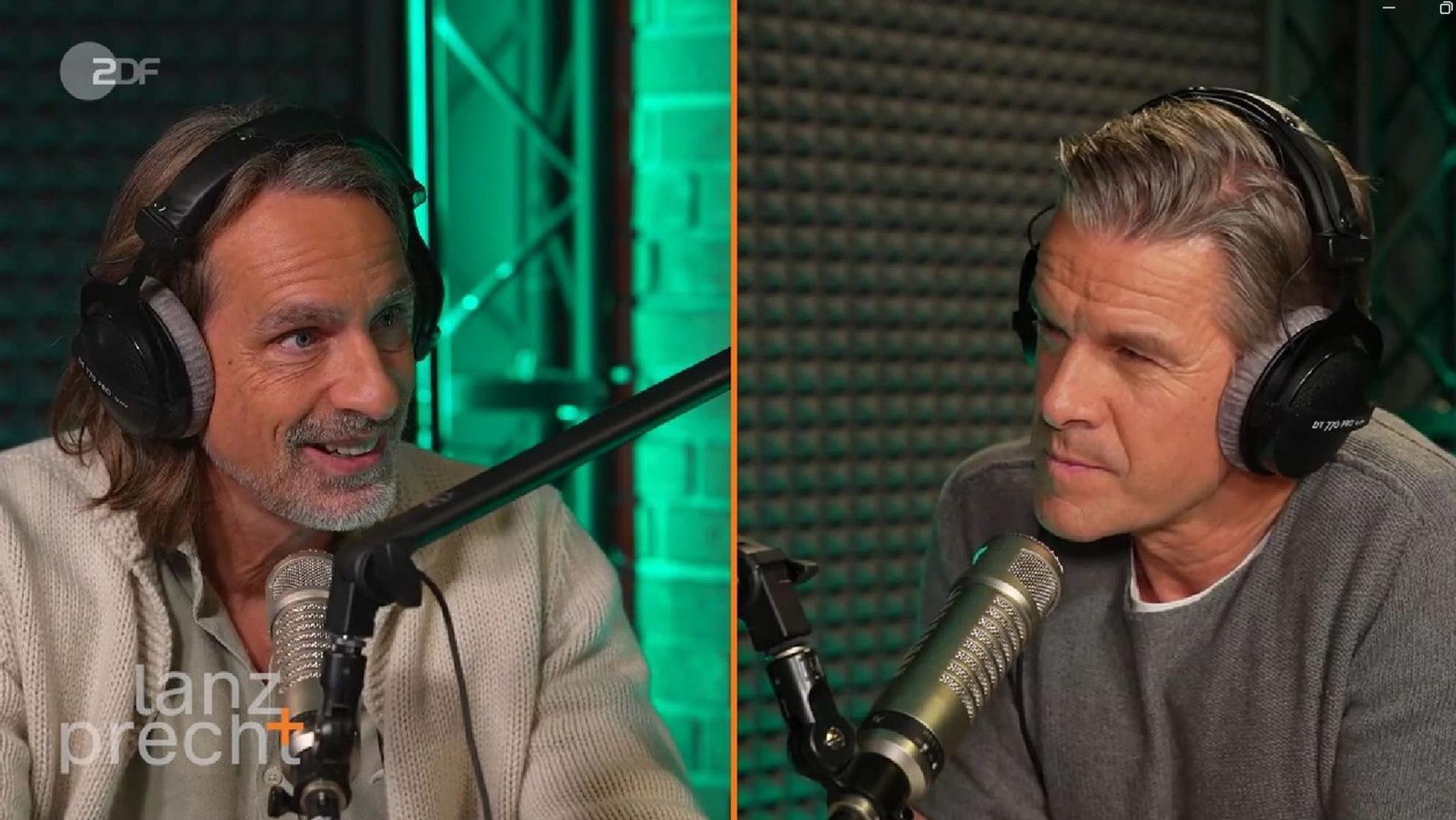 Richard David Precht (links) und Markus Lanz haben in ihrem Podcast „Lanz + Precht“ über Donald Trump gesprochen. (Bild: ZDF / Lanz+Precht)