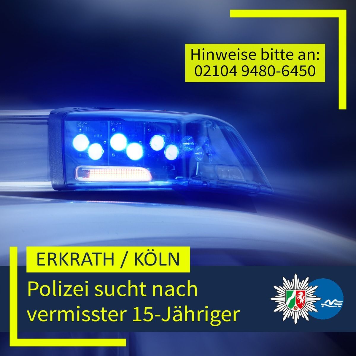 Die Polizei sucht nach der vermissten 15-jährigen Yaren H. aus Erkrath.
