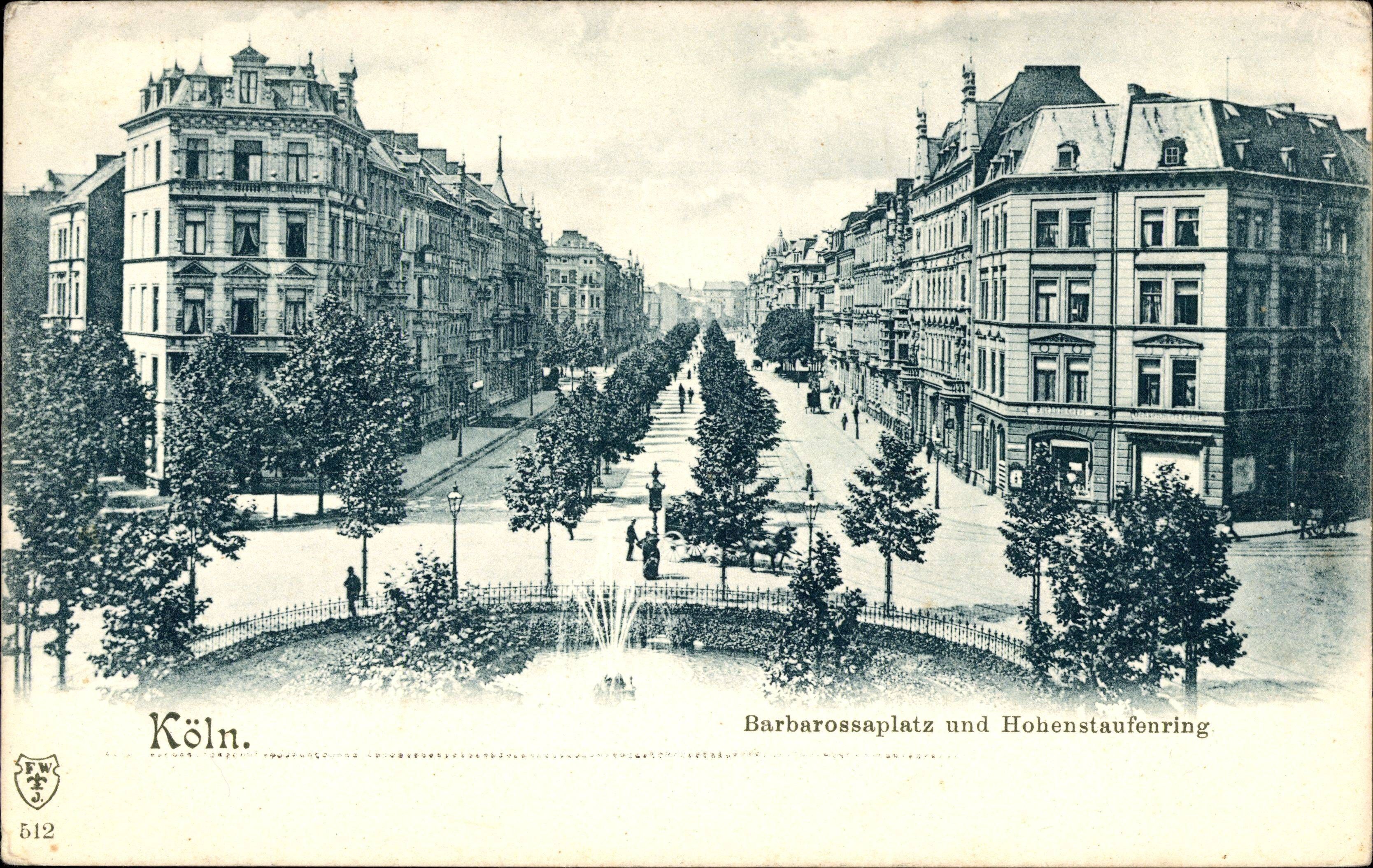Historische Aufnahme vom Barbarossaplatz und Hohenstaufenring.