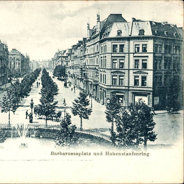 Historische Aufnahme vom Barbarossaplatz und Hohenstaufenring.