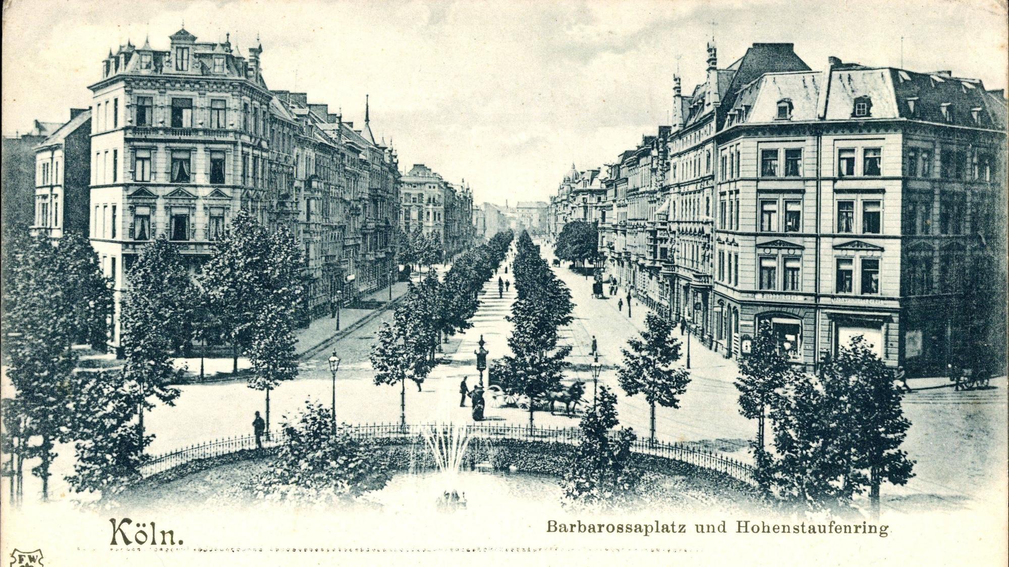 Historische Aufnahme vom Barbarossaplatz und Hohenstaufenring.
