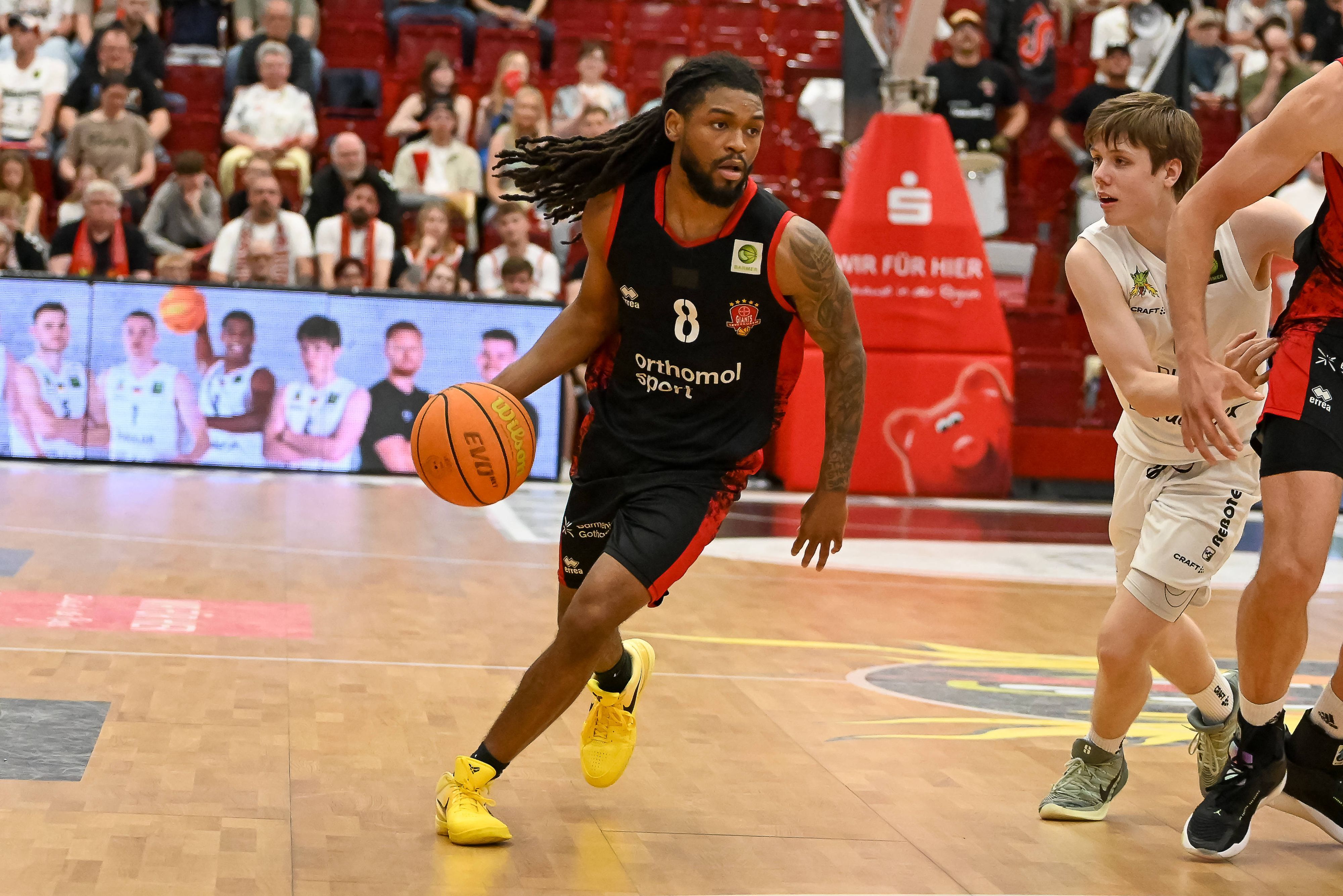 Kobe Langley Bayer Giants Leverkusen, 08 Artland Dragons vs. Bayer Giants Leverkusen, 2. Basketball-Bundesliga, Pro A, 34. Spieltag, Saison 2025/2026, 02.05.2026, Artland Dragons vs. Bayer Giants Leverkusen, 2. Basketball-Bundesliga, Pro A, 34. Spieltag, Saison 2025/2026, 02.05.2026 Quakenbrueck *** Kobe Langley Bayer Giants Leverkusen, 08 Artland Dragons vs Bayer Giants Leverkusen, 2 Basketball Bundesliga, Pro A, 34 Matchday, Season 2025 2026, 02 05 2026, Artland Dragons vs Bayer Giants Leverkusen, 2 Basketball Bundesliga, Pro A, 34 Matchday, Season 2025 2026, 02 05 2026 Quakenbrueck Copyright: xEibner-Pressefoto/RobertxGertzenx EP_RGN