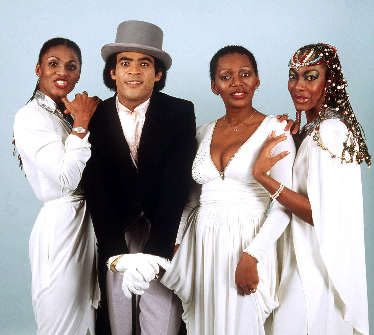 Vor 50 Jahren begann die Karriere von Boney M.: Marcia Barrett, Bobby Farrell, Liz Mitchell und Maizie Williams.