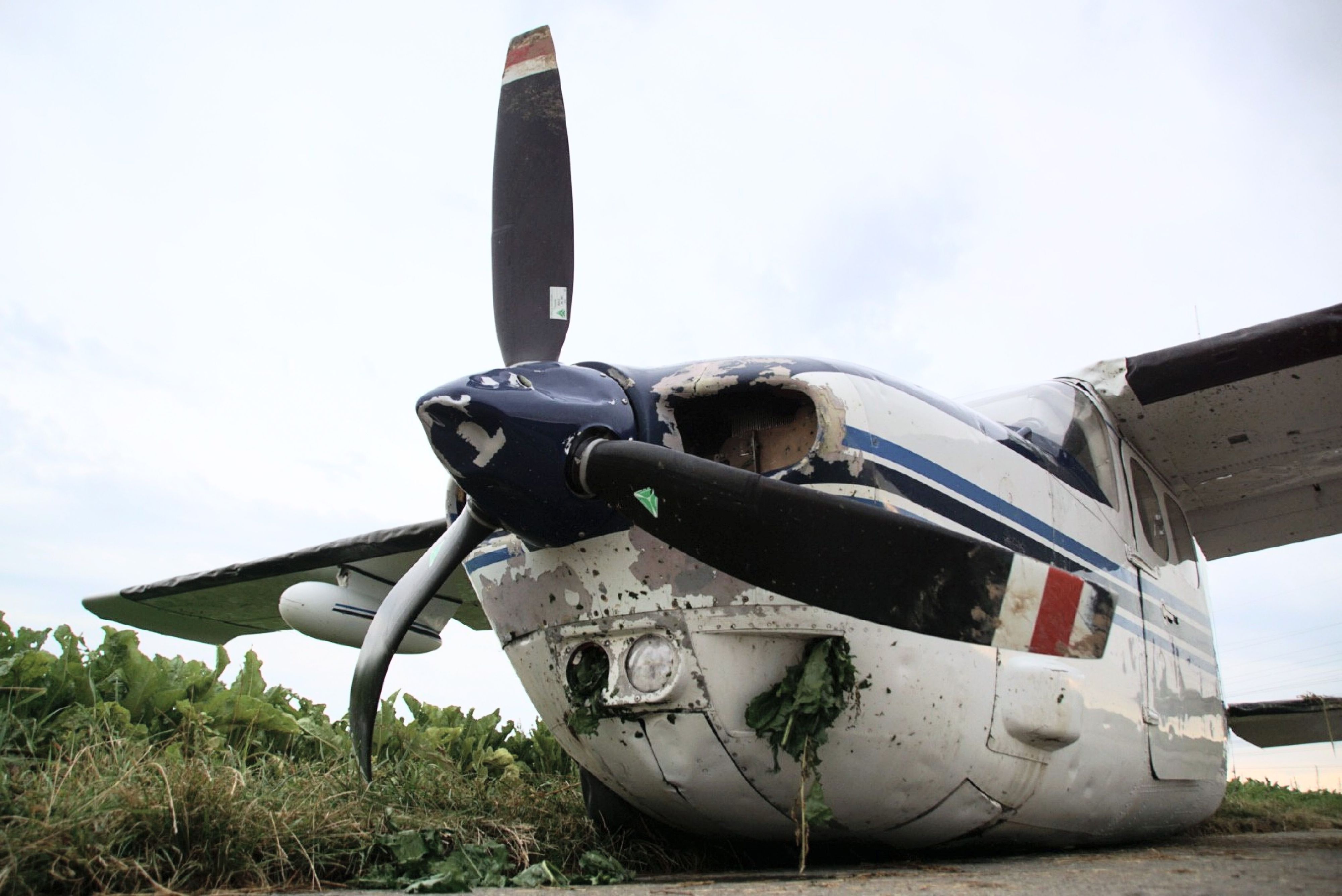Eine stark beschädigte Cessna 210 (Archivfoto).