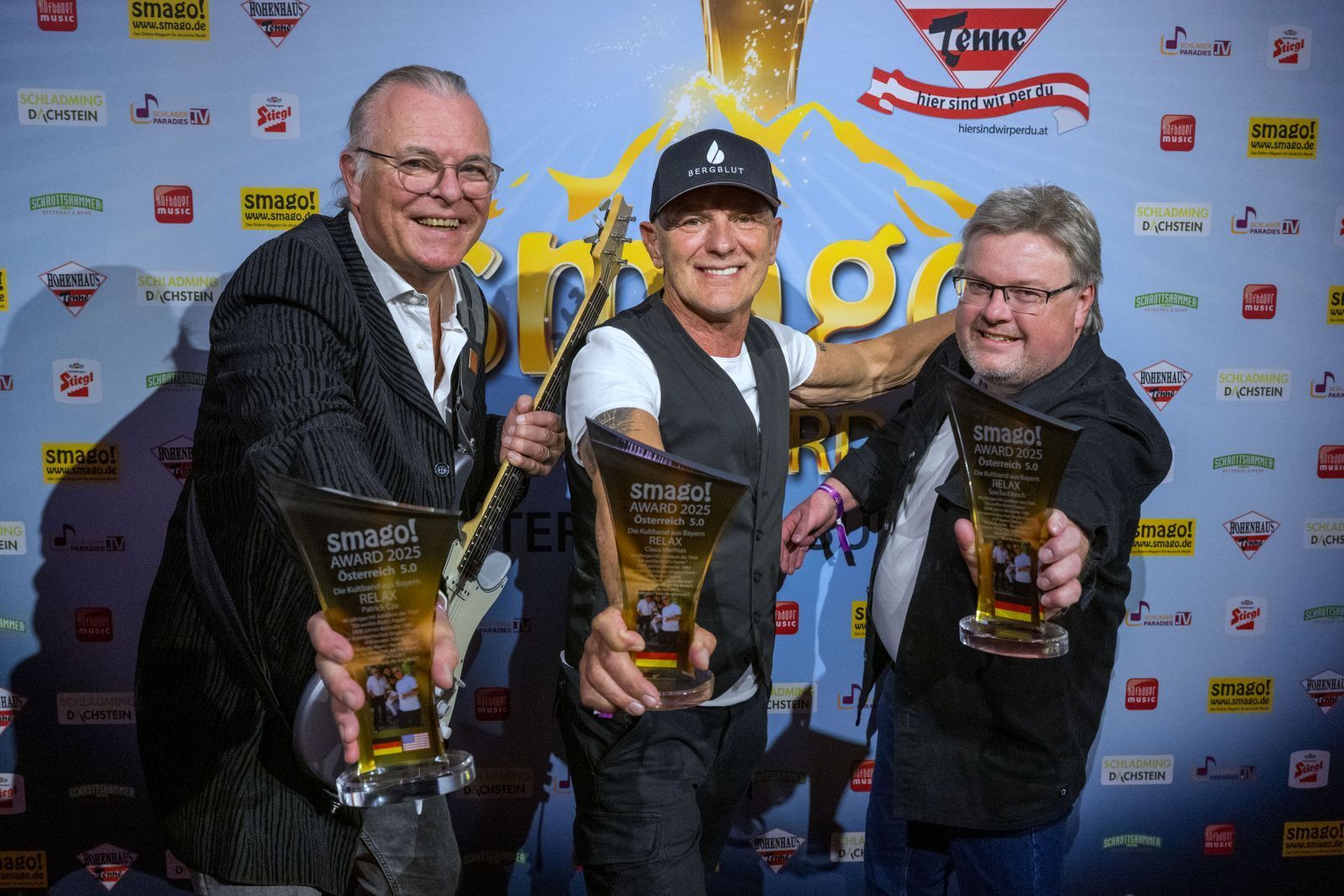 Peter Volkmann (links) von Relax, hier mit seinen ehemaligen Bandkollegen Stephan Kreissl und Sascha Eibisch, ist im Alter von 74 Jahren gestorben. (Bild: 2025 Getty Images/Kerstin Joensson)