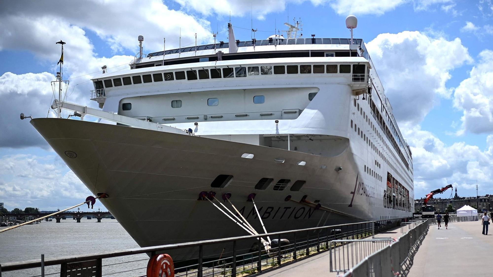 Ein Kreuzfahrtschiff am Hafen.