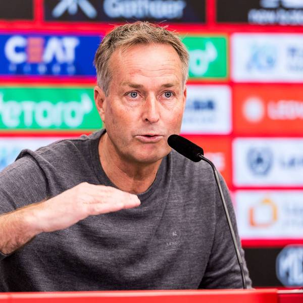 Leverkusens Trainer Kasper Hjulmand bei der Pressekonferenz am Freitag in der BayArena.