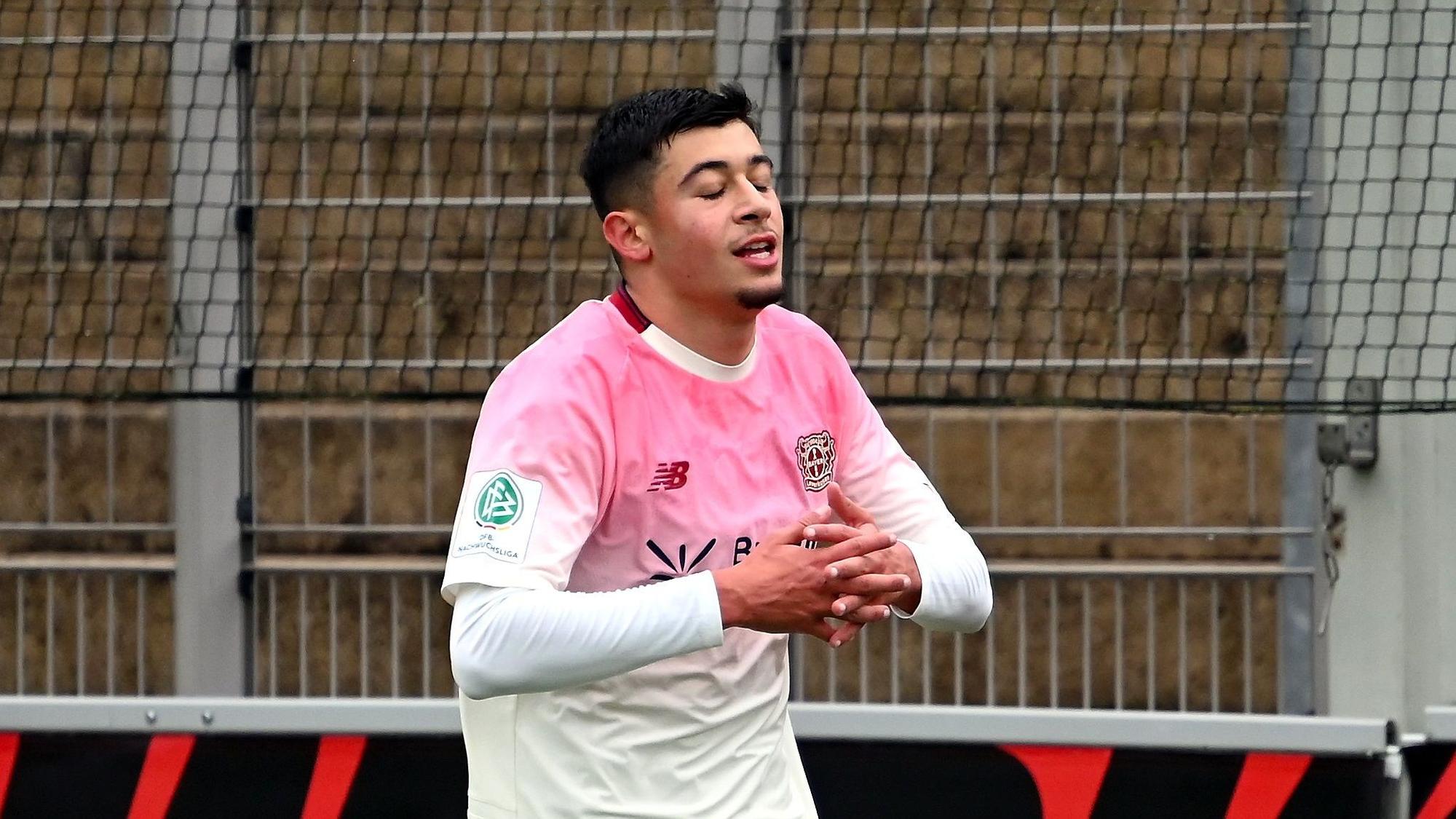 30.11.2025, Fussball-Bayer U19-Schott Mainz
Torschütze für Bayer Berkan Ermec
Foto: Uli Herhaus