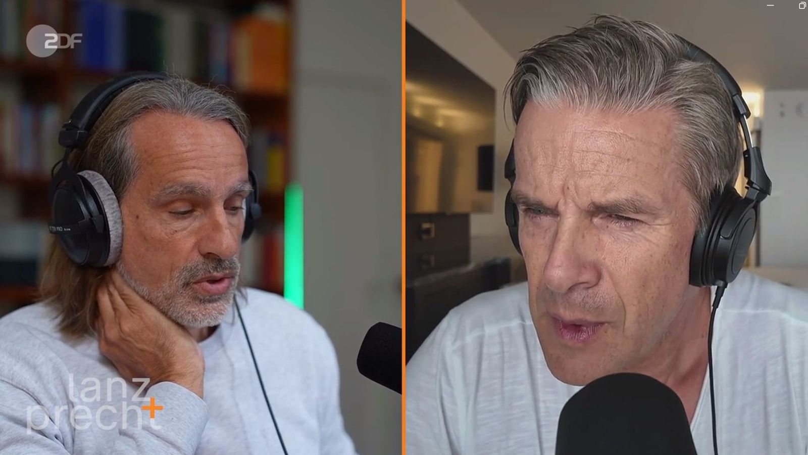 Richard David Precht (links) äußert im Podcast „Lanz + Precht“ eine schlimme Befürchtung bezüglich des Ukraine-Krieges - sehr zum Entsetzen von Markus Lanz. (Bild: ZDF / Lanz+Precht)