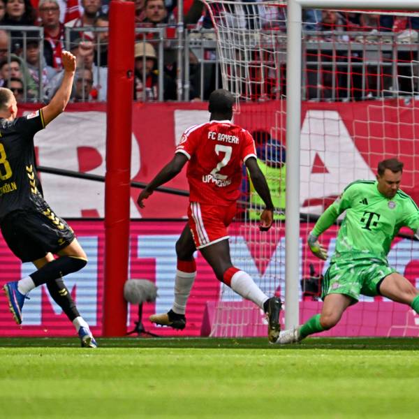 16.05.2026, Fussball Bundesliga 2025/2026, 34.Spieltag, FC Bayern München - 1.FC Köln, in der Allianz-Arena München, Said El Mala 1.FC Köln trifft zum 2:1 gegen Dayot Upamecano FC Bayern München und Torwart Manuel Neuer FC Bayern München ***DFL and DFB regulations prohibit any use of photographs as image sequences and/or quasi-video.*** *** 16 05 2026, Soccer Bundesliga 2025 2026, Matchday 34, FC Bayern Munich 1 FC Cologne, in the Allianz Arena Munich, Said El Mala 1 FC Cologne scores to 2 1 against Dayot Upamecano FC Bayern Munich and goalkeeper Manuel Neuer FC Bayern Munich DFL and DFB regulations prohibit any use of photographs as image sequences and or quasi video