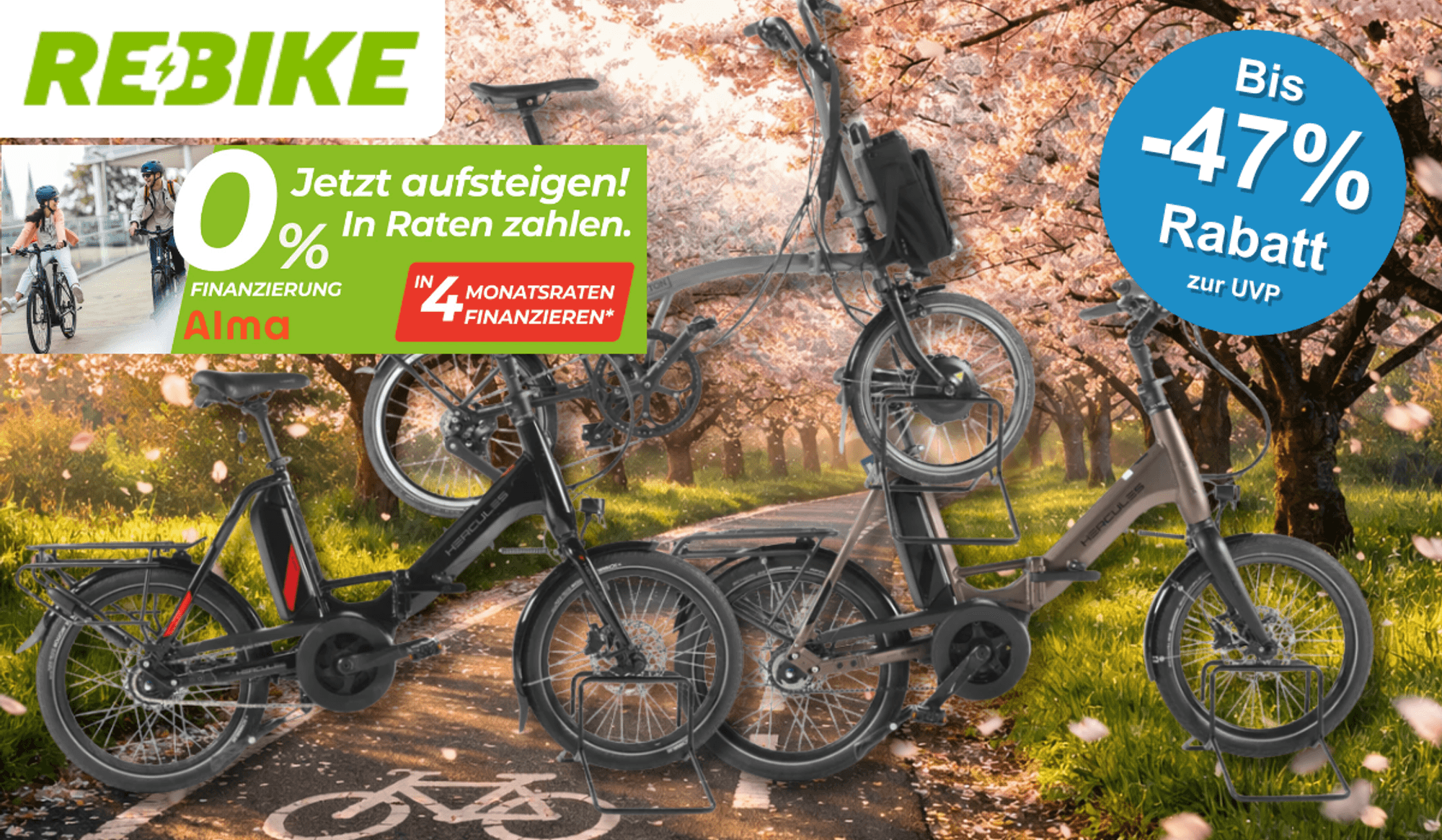 3 verschiedene E-Falträder.