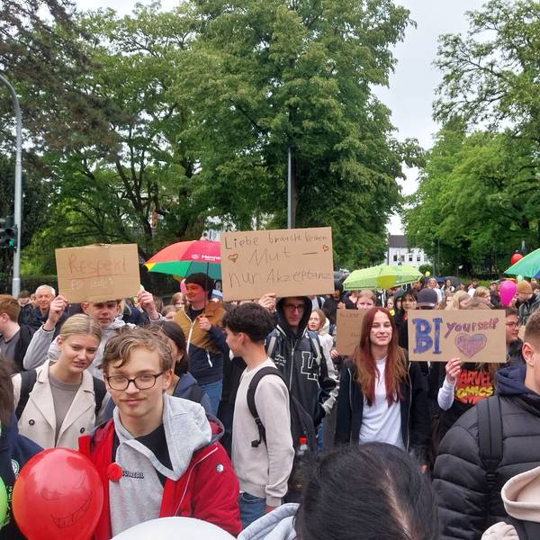 Schülerinnen und Schüler in einem Demonstrationszug.