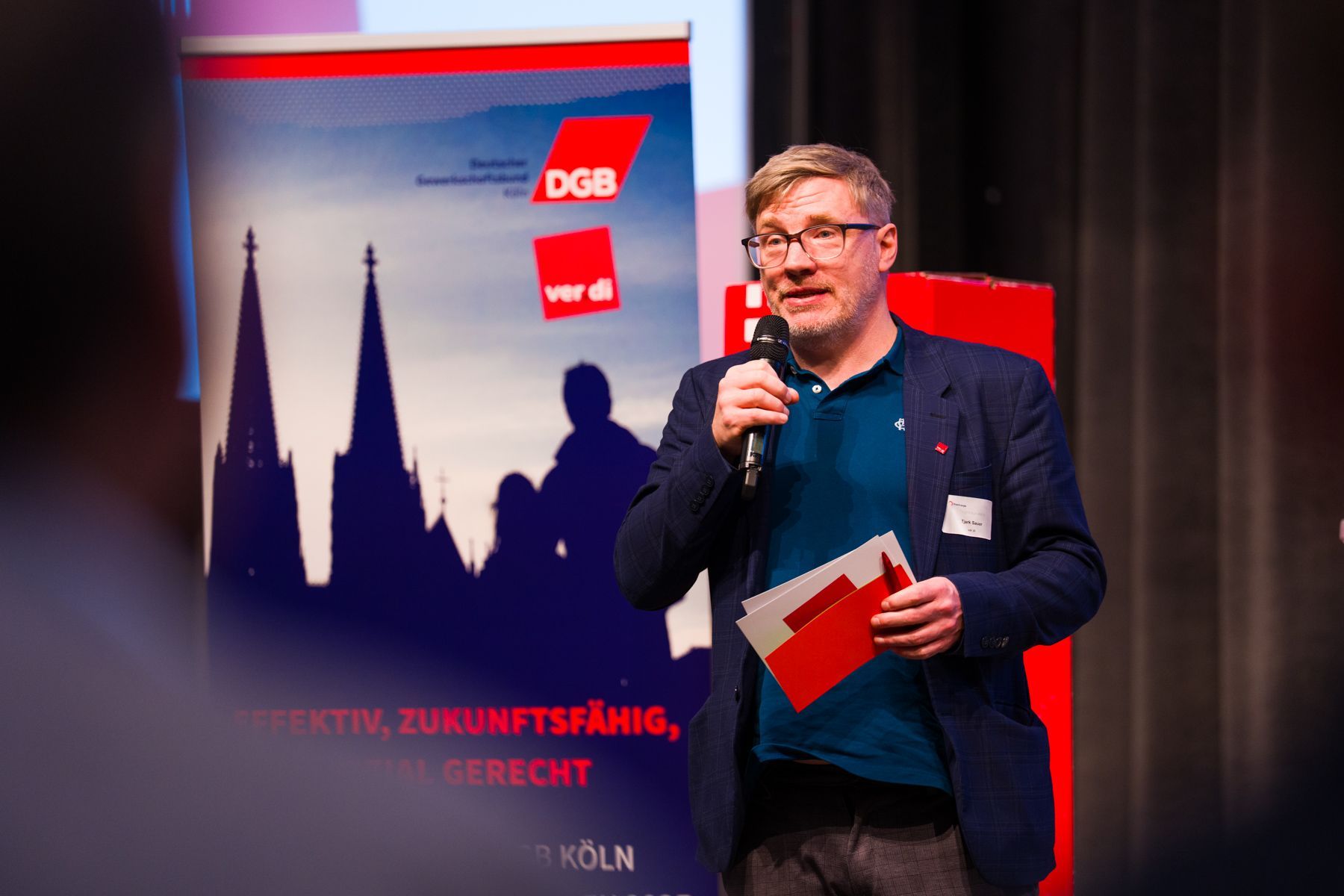 Tjark Sauer, Verdi-Bezirksgeschäftsführer für Köln, Bonn und Leverkusen