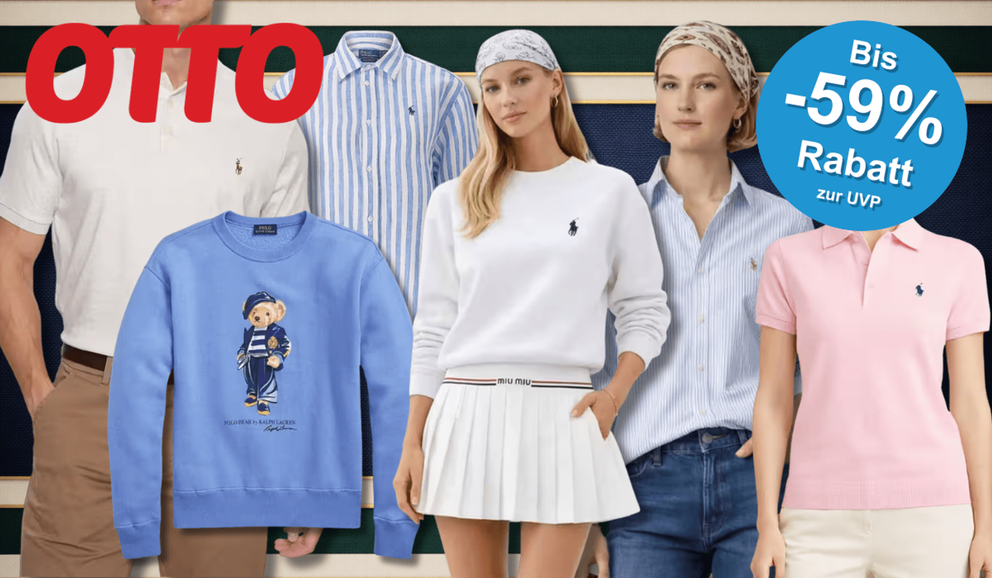 Eine Darstellung von verschiedenen Models die Ralph Lauren tragen.