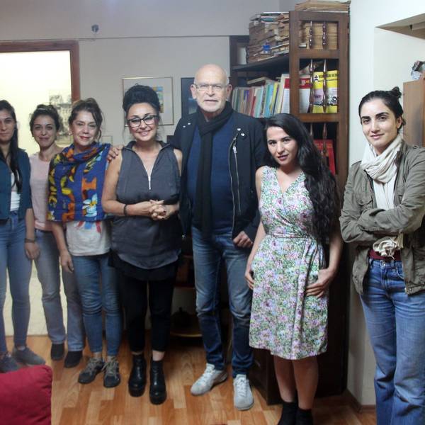Günter Wallraff with Eren Keskin and her staff. Istanbul 2 Oct 2017