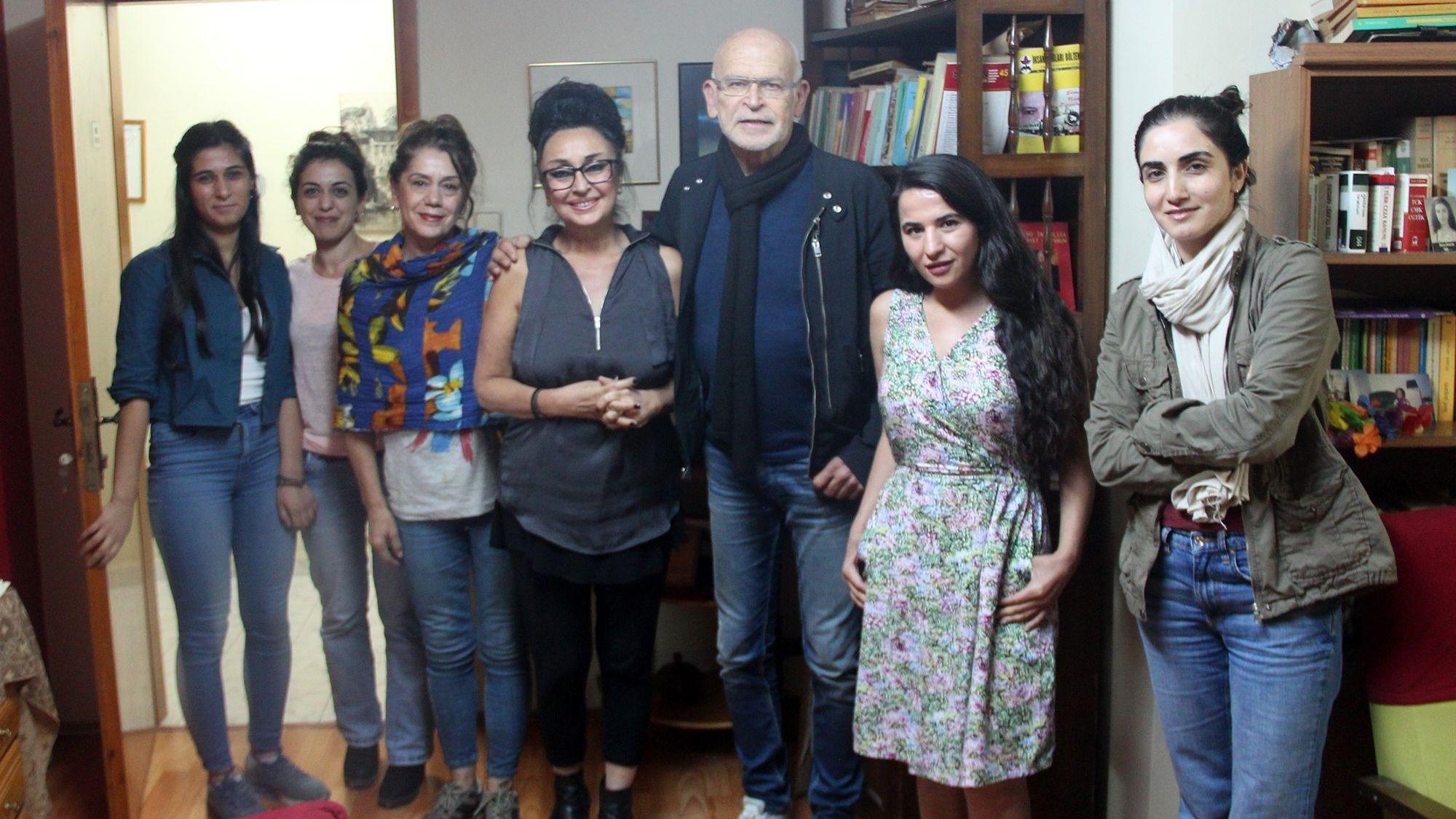 Günter Wallraff with Eren Keskin and her staff. Istanbul 2 Oct 2017