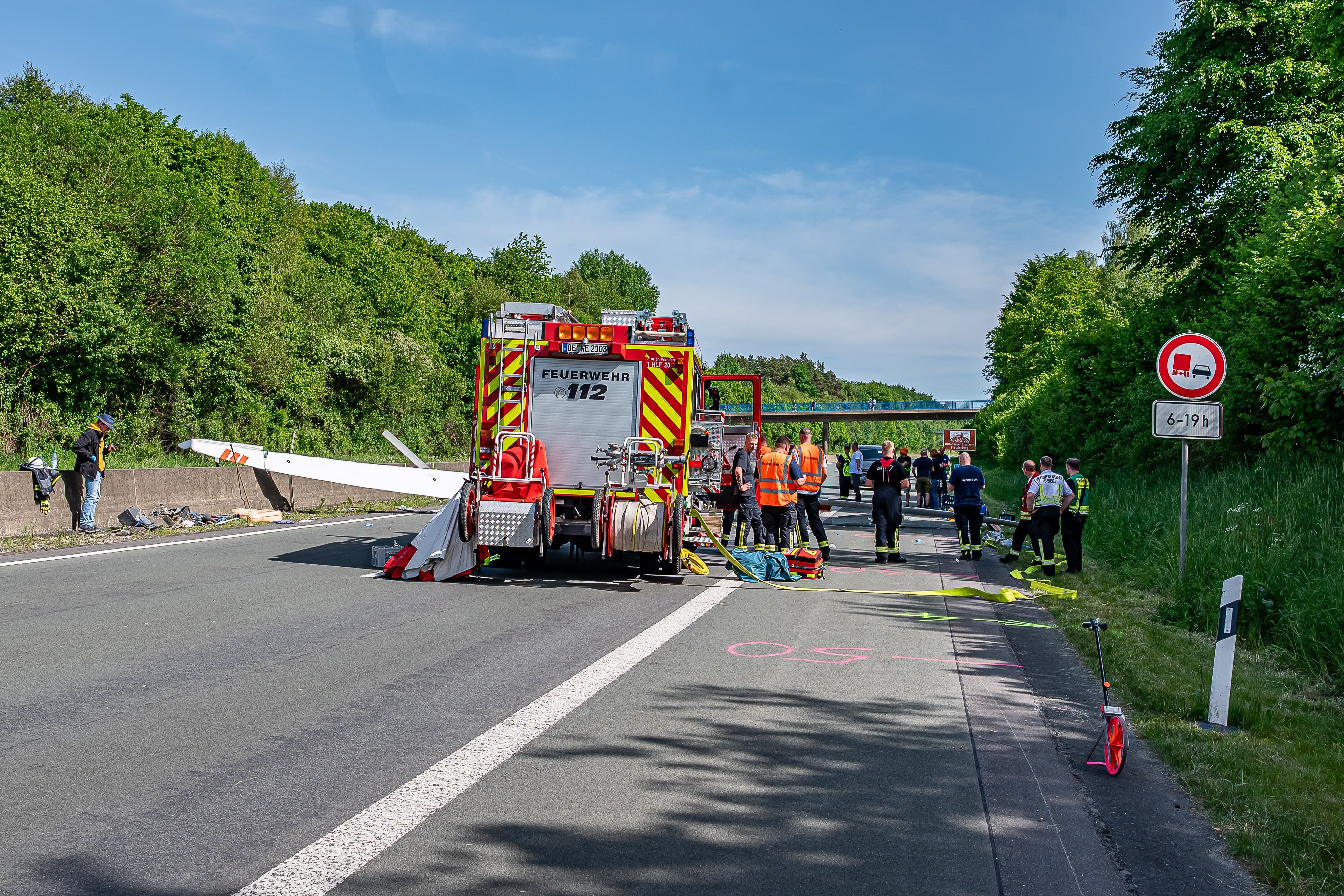 Blick auf die Unglücksstelle auf der A45 bei Hünsborn.