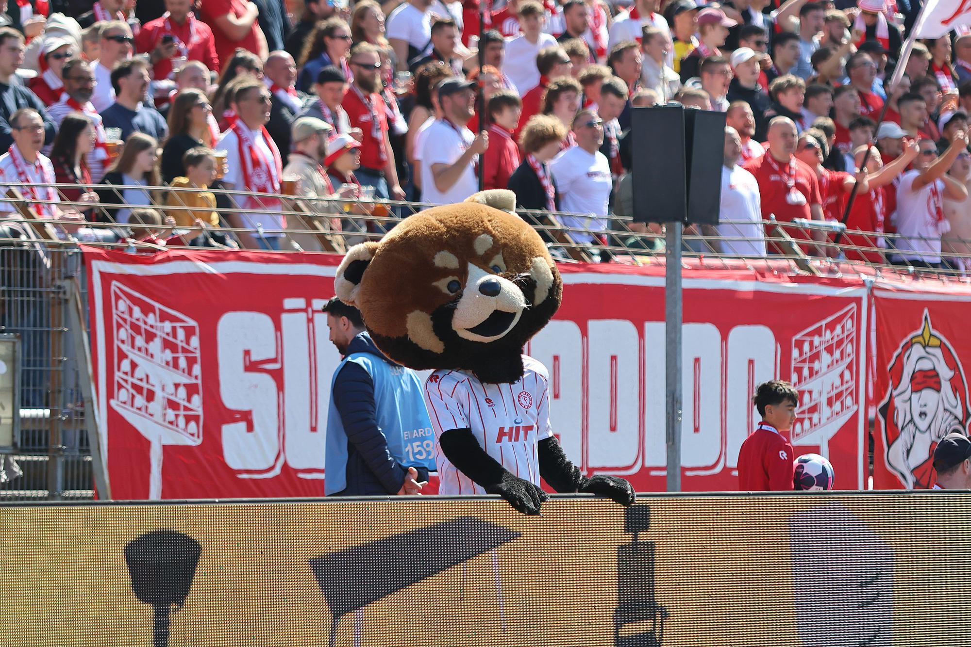 Volle Ränge im Südstadion mit Maskottchen
