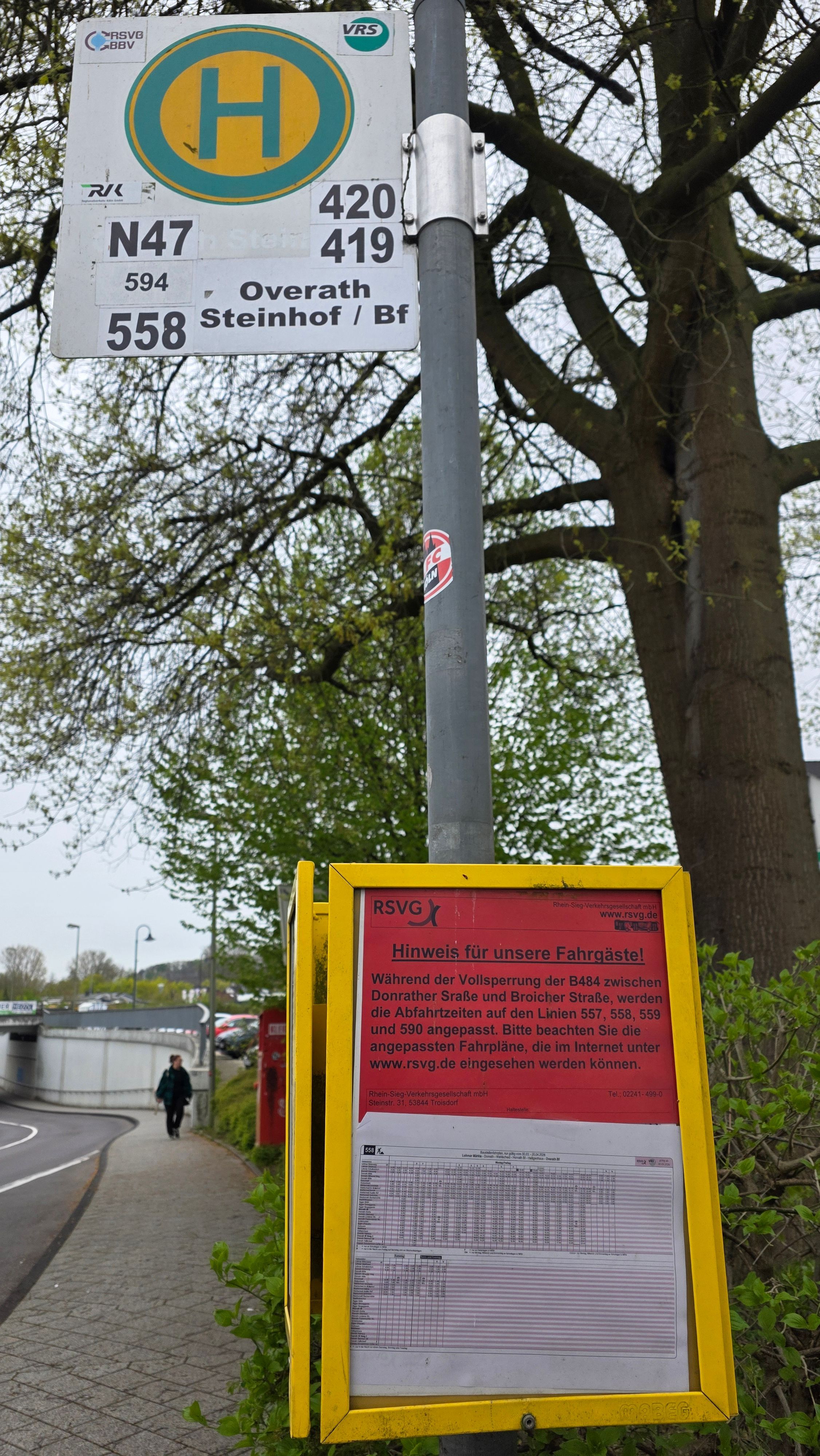 Ein Bushaltestellenschild der Linie 419.