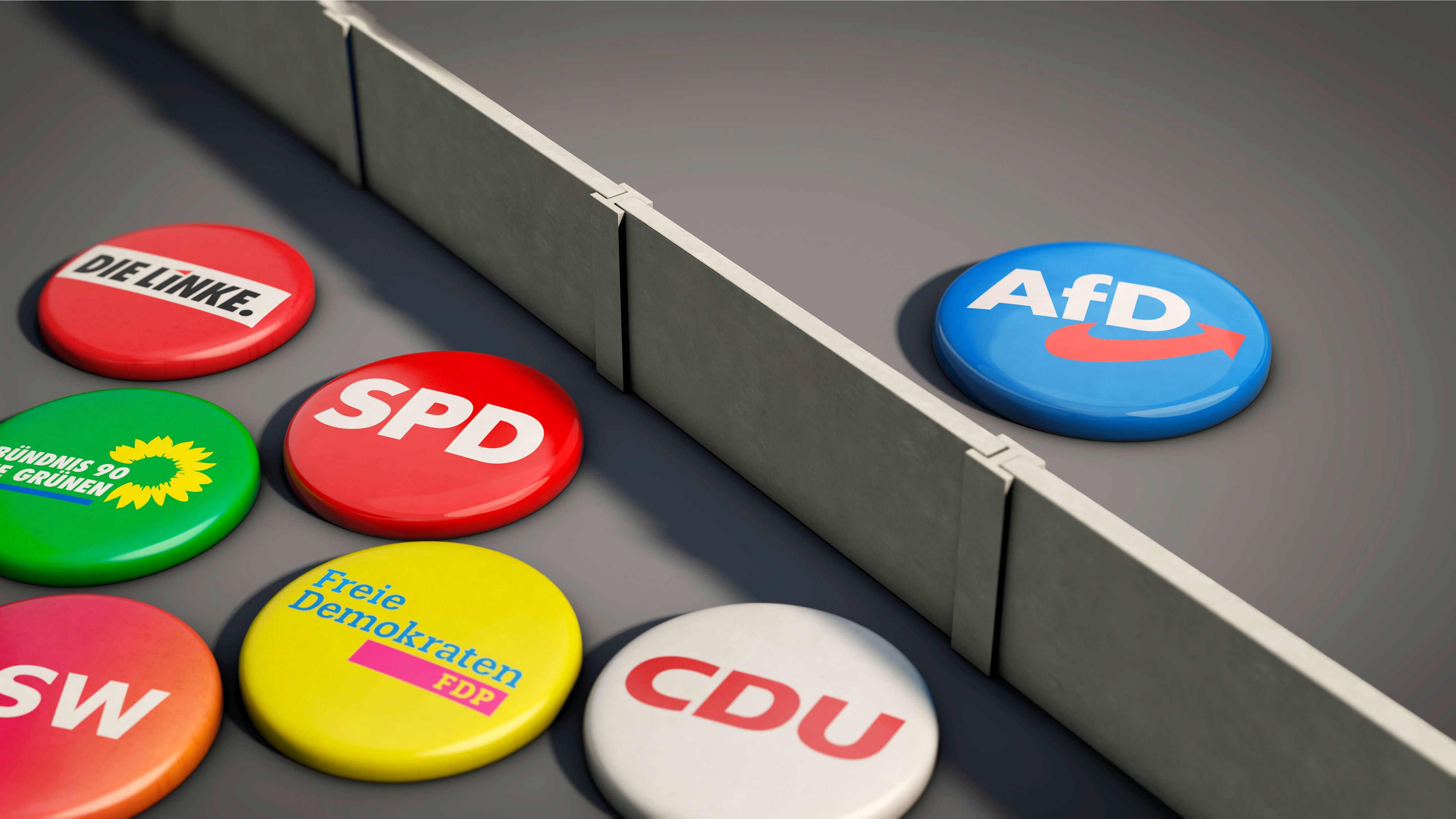Brandmauer gegenüber der AfD Symbolbild zum Thema Ausgrenzung, keine Zusammenarbeit mit der AfD *** Firewall against the AfD Symbolic image on the topic of exclusion, no cooperation with the AfD