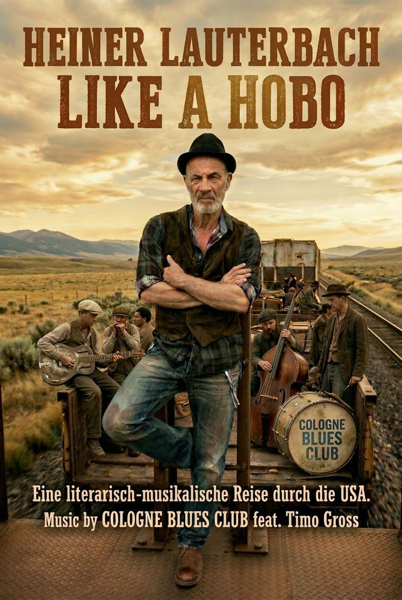 Weltliteratur und Roots-Musik: Heiner Lauterbach geht mit „Like a Hobo“ auf Tournee. (Bild: MSK)
