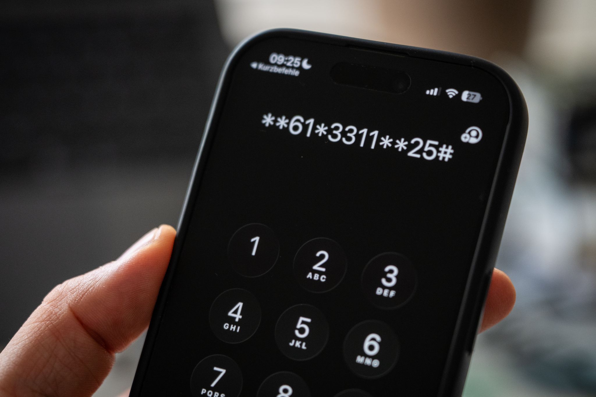 GSM-Code 61*331125# auf dem Disply eines iPhone